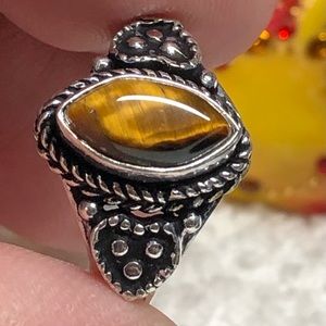 🐅ethnic tiger eye ring 925, size 8